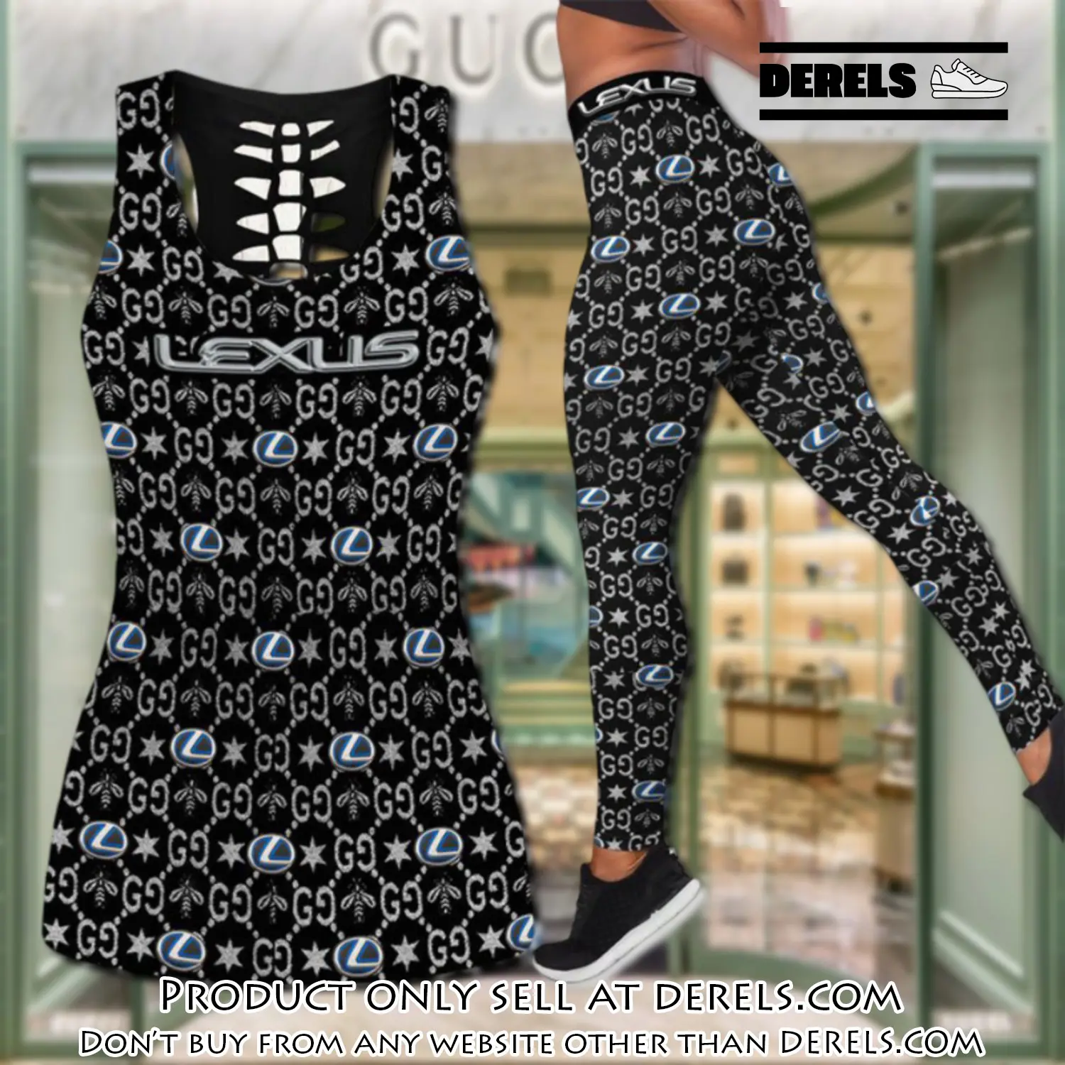 Gucci lexus tank top leggings set luxury brand for women yoga gym ydk dr2401476